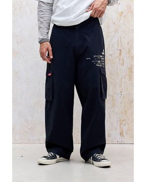 Quiksilver Quicksilver Uo Exclusive Washed Black Cargo Trousers - Blue