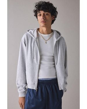 BDG Bonfire Graphic Full Zip Hoodie Sweatshirt - Gray