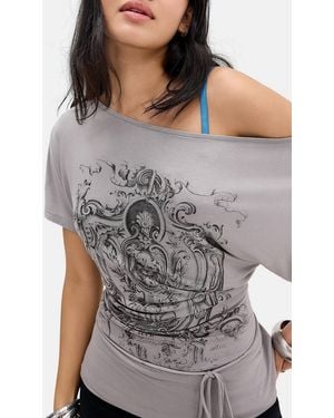Silence + Noise Silence + Noise Adelfi Wrap Top - Grey