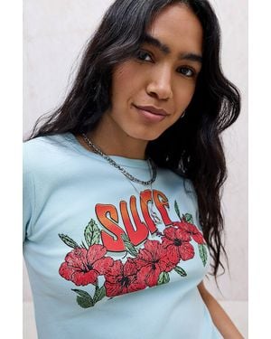 Urban Outfitters Uo Surf Hibiscus Baby T-shirt - Blue
