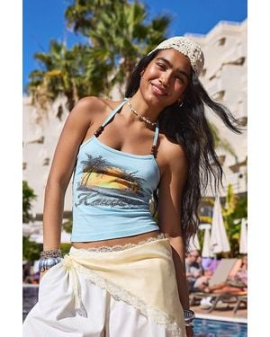 Urban Outfitters Uo Kawela Bay Beaded Halter Top - Blue