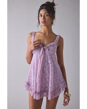 Urban Outfitters Uo Primrose Lace Babydoll Romper - Purple