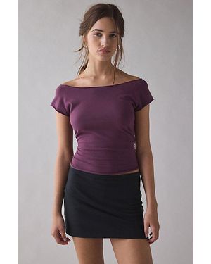 Out From Under Cotton Compression Boatneck Cropped Tee Top - Multicolor