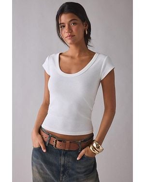 BDG Off-Duty Ribbed Scoop Neck Short Sleeve Tee - Gray