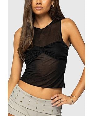 Edikted Erica Sheer Gathered Top - Black