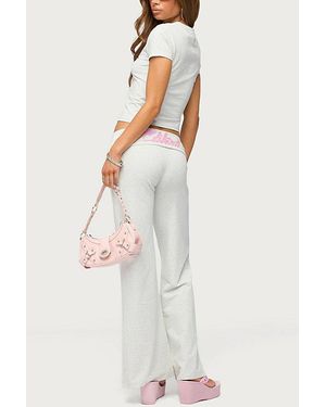 Edikted Wknd Sequin Foldover Pants - White