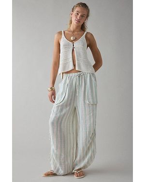 Out From Under Ocean Air Cinched Wide-Leg Gauze Pant - Gray