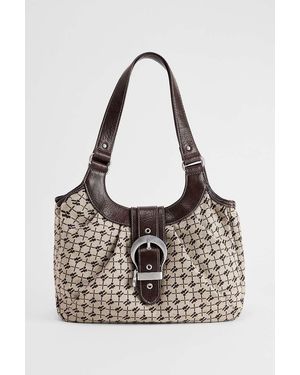iets frans... Monogram Buckle Slouch Shoulder Bag - White