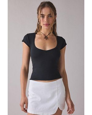 Out From Under Cotton Compression V-Neck Tee - Black