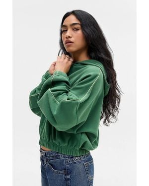 iets frans... Zip-through Bubble Hem Hoodie - Green