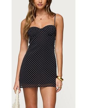 Edikted Polka Dot Cupped Chiffon Mini Dress - Black