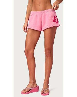Edikted Barbie Blossom Sweat Shorts - Pink