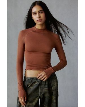 Out From Under Dusk 'Til Dawn Mockneck Long Sleeve Tee - Brown