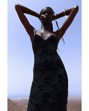 Miss Circle Quinsley Velvet Crystal Lace Maxi Dress - Blue