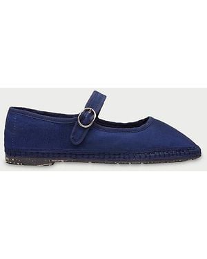 Flabelus Silk Mary Jane Flat - Blue