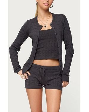 Edikted Nella Cable Knit Shorts - Black