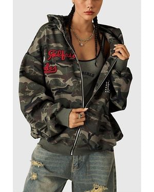 AELFRIC EDEN Camo Zip Up Hoodie - Black