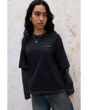 BDG Arlo Double Layer Long Sleeve T-shirt - Blue