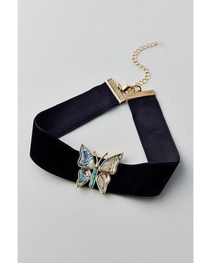 Urban Outfitters Elena Butterfly Choker Necklace - Blue