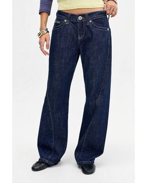 BDG Kayla Twisted Cinch Straight Leg Jeans 26w 32l At Urban Outfitters - Blue