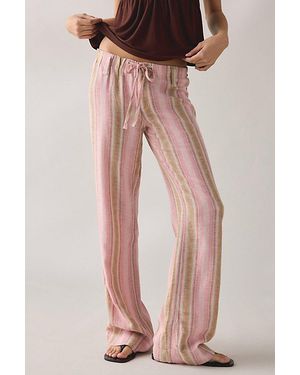 Urban Outfitters Uo Newport Linen Straight Leg Pants - Pink