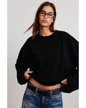 Lioness Bloom Oversized Long Sleeve Top - Black