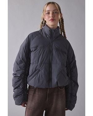BDG Piper Ruched Cropped Puffer Jacket - Gray