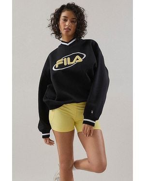 Fila X Hailey V-Neck Pullover Top - Black