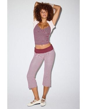 Out From Under Bec Cropped Foldover Kick Flare Pants - Red