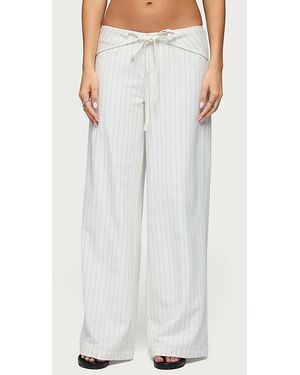 Edikted Parker Pinstripe Tie Belt Pants - White