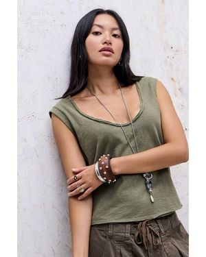 BDG Julie Cut-off Tank Top - Green
