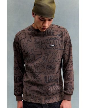 X-Large Brown Logo Print Sweatshirt - Black