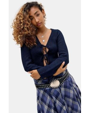 Urban Outfitters Uo Tie Front Cardigan - Blue