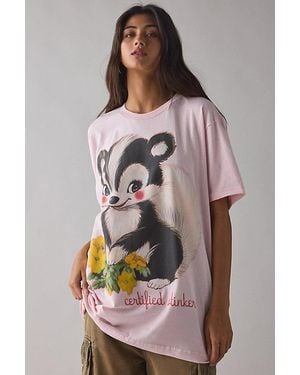 Urban Outfitters Stinkin' Cute Skunk Graphic Oversized T-Shirt Dress - Pink