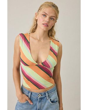 Motel Emberlo Striped Jersey Knit Sleeveless Top - Orange