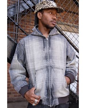 BDG Rex Check Hooded Skate Jacket - Grey