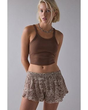 Out From Under Lilly Shirred Ruffle Micro Short - Brown