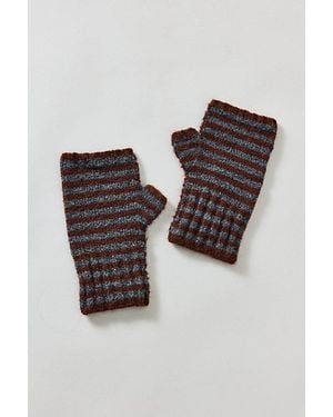 Urban Outfitters Knit Stripe Fingerless Mitten - Brown