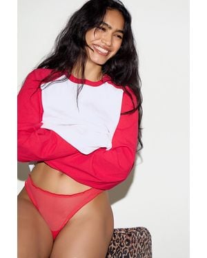 Out From Under Hottie Frill Mesh Thong - Red