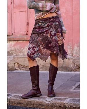 Urban Outfitters Uo Hanky Mixed Print Asymmetric Midi Skirt Xs At - Purple