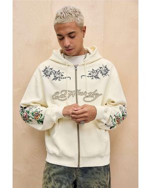 Ed Hardy Uo Exclusive Ecru Rose Waffle Hoodie - Natural