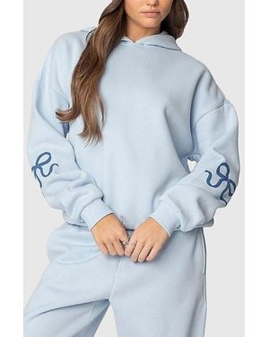 Edikted Bonney Bow Detail Hoodie Sweatshirt - Blue