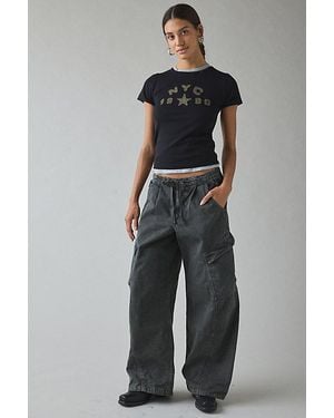 BDG Station Cocoon Baggy Barrel Leg Cargo Pant - Gray