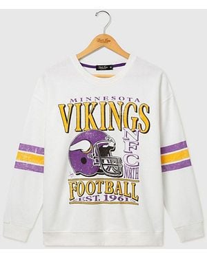 Junk Food Nfl Oversized Striped Fleece Top - White