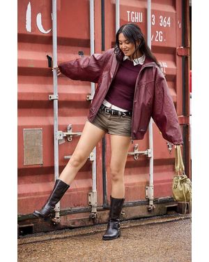 BDG Frances Faux Leather Wadded Bomber Jacket L At Urban Outfitters - Multicolour