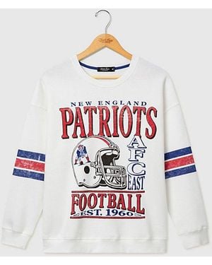 Junk Food Nfl Oversized Striped Fleece Top - White