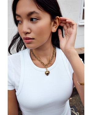 Urban Outfitters Uo Chunky Heart Chain Stainless Steel Necklace - Green