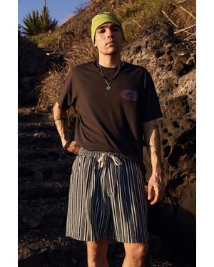 Urban Outfitters Uo Stripe Twill Shorts At - Black