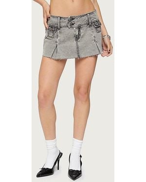 Edikted Vintage Washed Denim Mini Skort - Gray