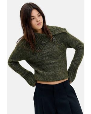BDG Toto Asymmetric Button Jumper - Green
